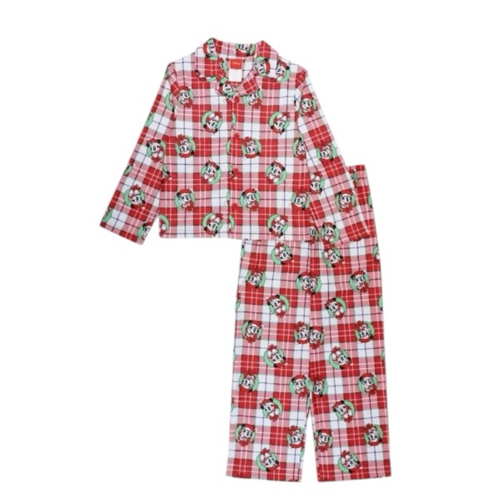NWT Disney Boys Red Plaid Mickey Mouse Holiday Pajama Set Christmas Gift‎